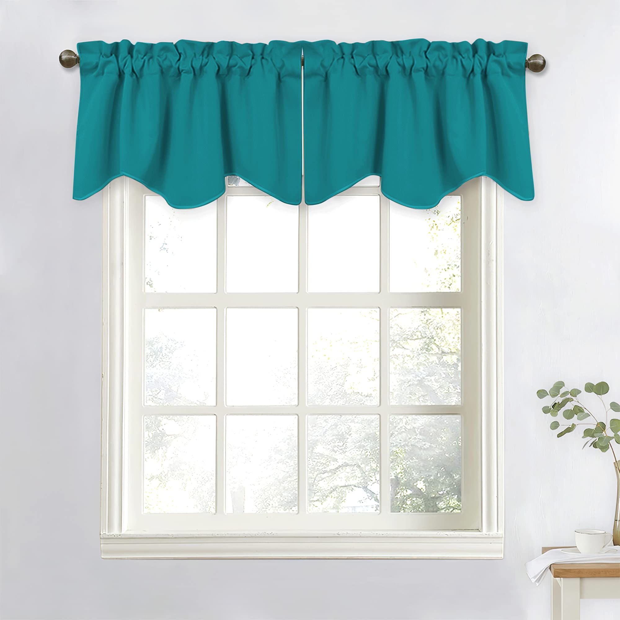 Nicetown Valances For Windows - Blackout Thermal Insulated Valance Short Topper Curtains 18 Inch For Kitchen Bathroom Living Roo