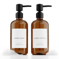 Stylish Soap Dispenser Set of 2 for Kitchen Or Bathroom - Quality 21oz Dish and Hand Soap Dispensers - Extra Durable Amber Dispe