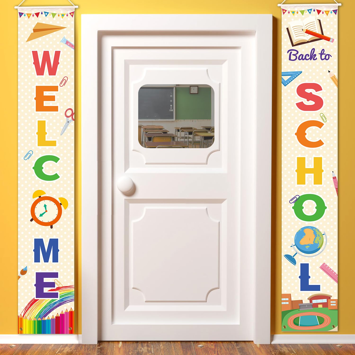 Welcome School Porch Banner, First Day Of School Porch Sign Welcome Back Door Banner Welcome To School Decorations For School Cl