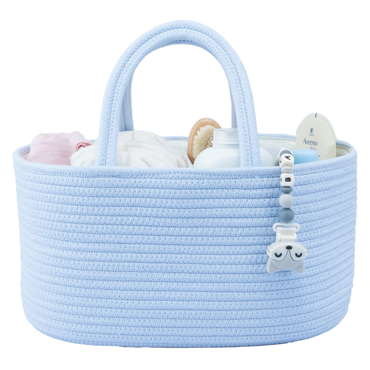 XUANGUO Cotton Rope Baby Diaper Caddy Organizer Basket Sky Blue