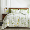 Joyreap 6 Piece Bed In A Bag Twin, Green Leaves Yellow Flower Botanical Design, Smooth Soft Microfiber Comforter Set (1 Comforte