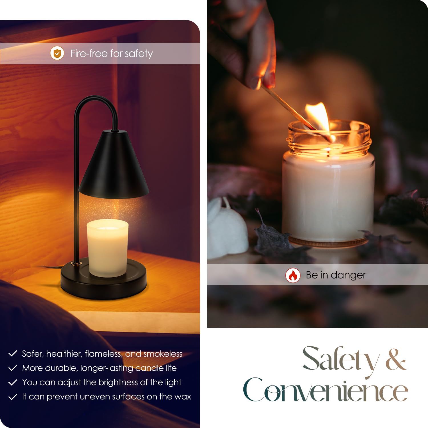 Aimoptg Candle Warmer Lamp,Electric Candle Warmer With Dimmable Light,Scented Wax Melter,No Smoke,Compatible With Various Jar,Wi
