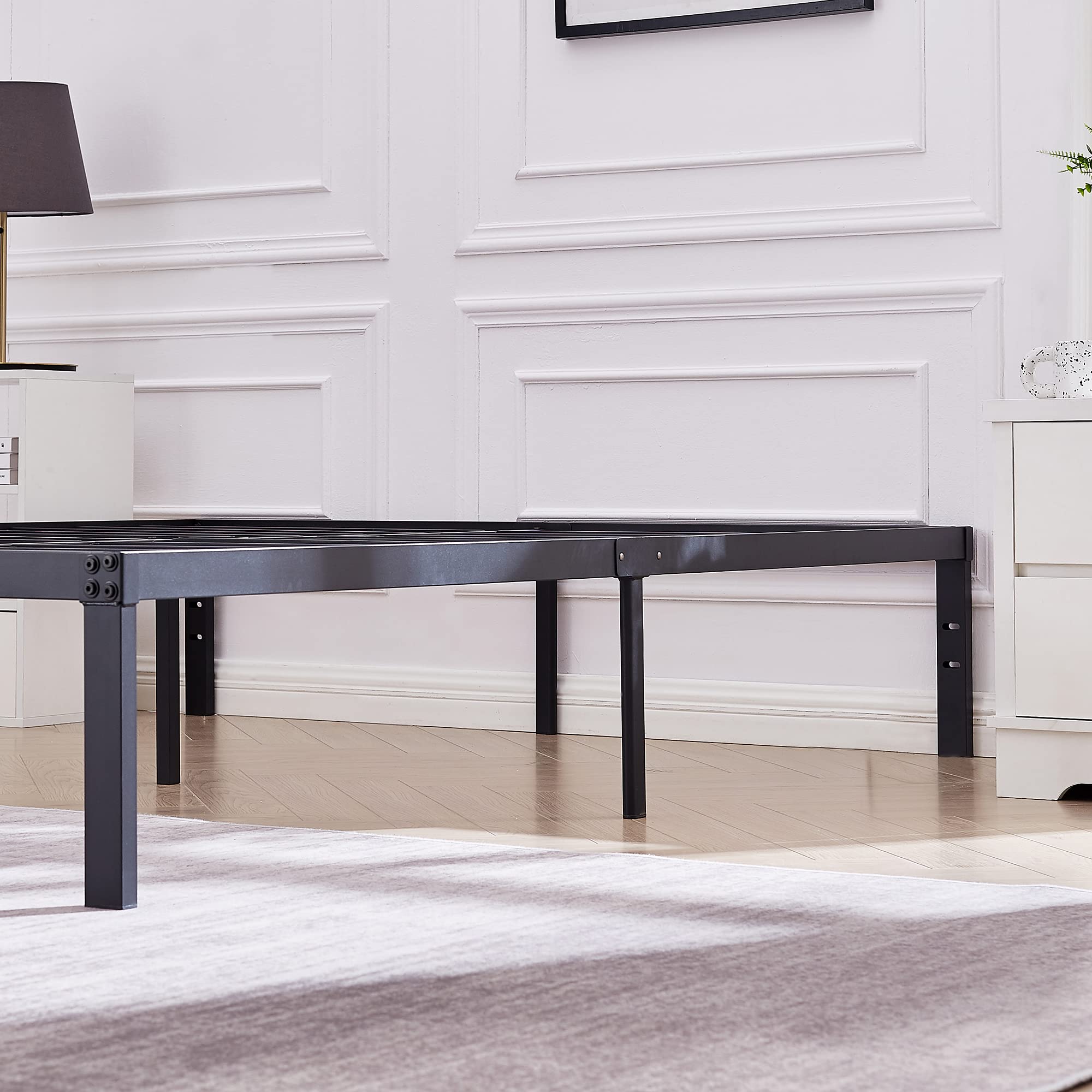 Vecelo 14 Inch Metal Full Size Bed Frame,Black Basic Steel Slats Platform,Heavy Duty Steel Slat/Noise Free&No Box Spring Needed Modern(2 Set)