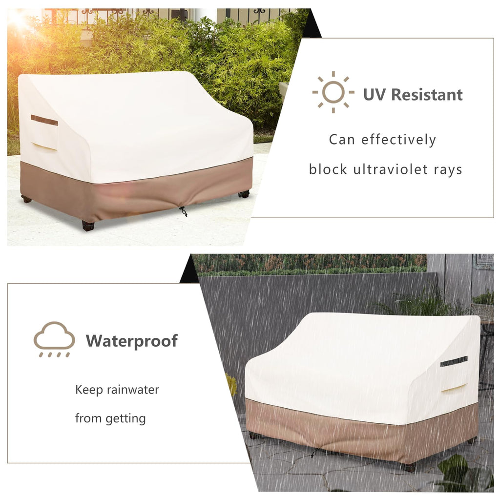 Solotoo Patio Furniture Covers Waterproof 3-Seater Sofa Cover,79 Inshes Outdoor Couch Cover,Patio Loveseat Cover (Beige)