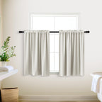Koufall Cafe Curtains 18 X 24 Inch Length For Small Window Treatments Tiers Boho Blackout Curtains For Rv Camper Windows Kitchen,Sets Of 2 Panels,Cream Beige