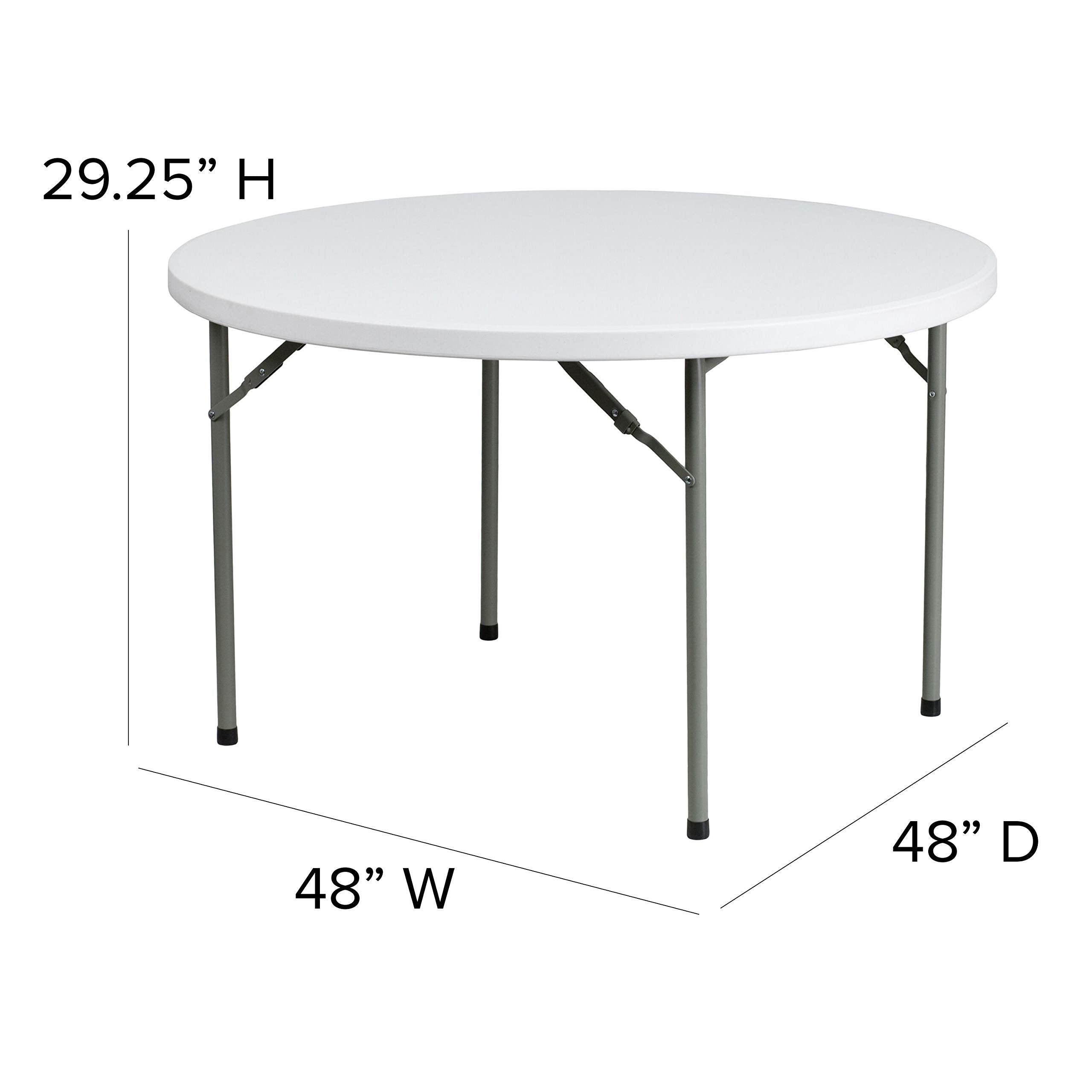 Flash Furniture Elon 4' Round All-Occasion Plastic Folding Event Table, Foldable Portable Banquet Table for Indoor/Outdoor Events, White