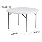Flash Furniture Elon 4' Round All-Occasion Plastic Folding Event Table, Foldable Portable Banquet Table for Indoor/Outdoor Events, White