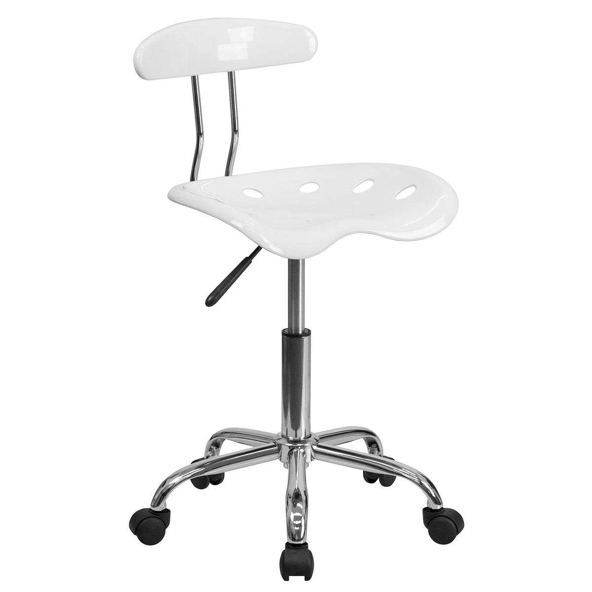 Flash Furniture Elliott Vibrant White and Chrome Swivel Task Office Chair with Tractor Seat