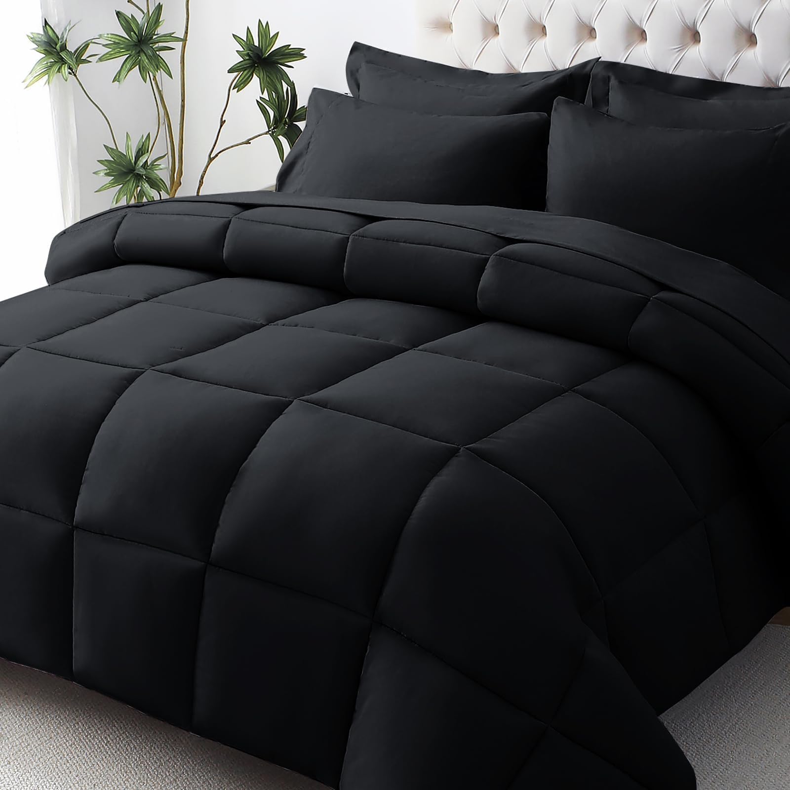 Jollyvogue Queen/Full Comforter Set, 7-Piece Bed In A Bag Queen, Ultra-Soft Comforters Queen Size, Queen Size Comforter Sets, Go