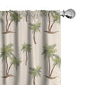 Ambesonne Hawaii Window Curtains Pack of 2, Repetitive Jungle Trees Pattern Hand Drawn Pastel Tropical Palms, Lightweight Set wi