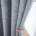 Jacquard Chenille Curtains Semi Blackout Geometric Modern Curtains for Living Room Bedroom 2 Panels Set (2 x 52 x 84 Inch,Blue a
