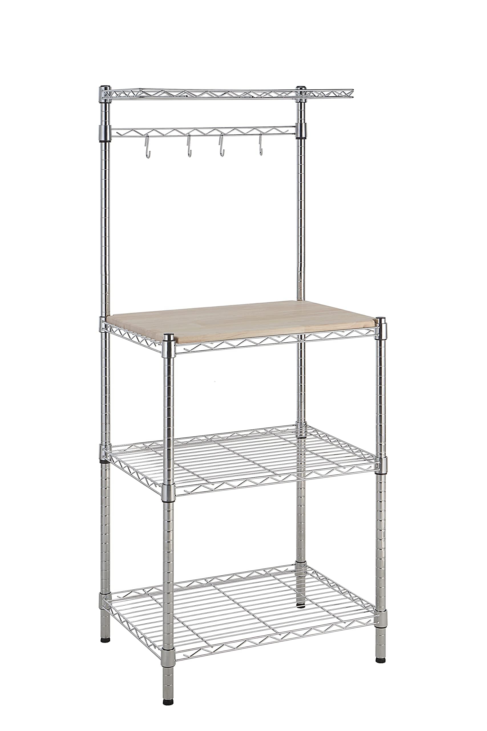 Amazon Basics Kitchen Storage Bakers Rack with Removable Top, Chrome/Beige, 18D x 24 W x 59H