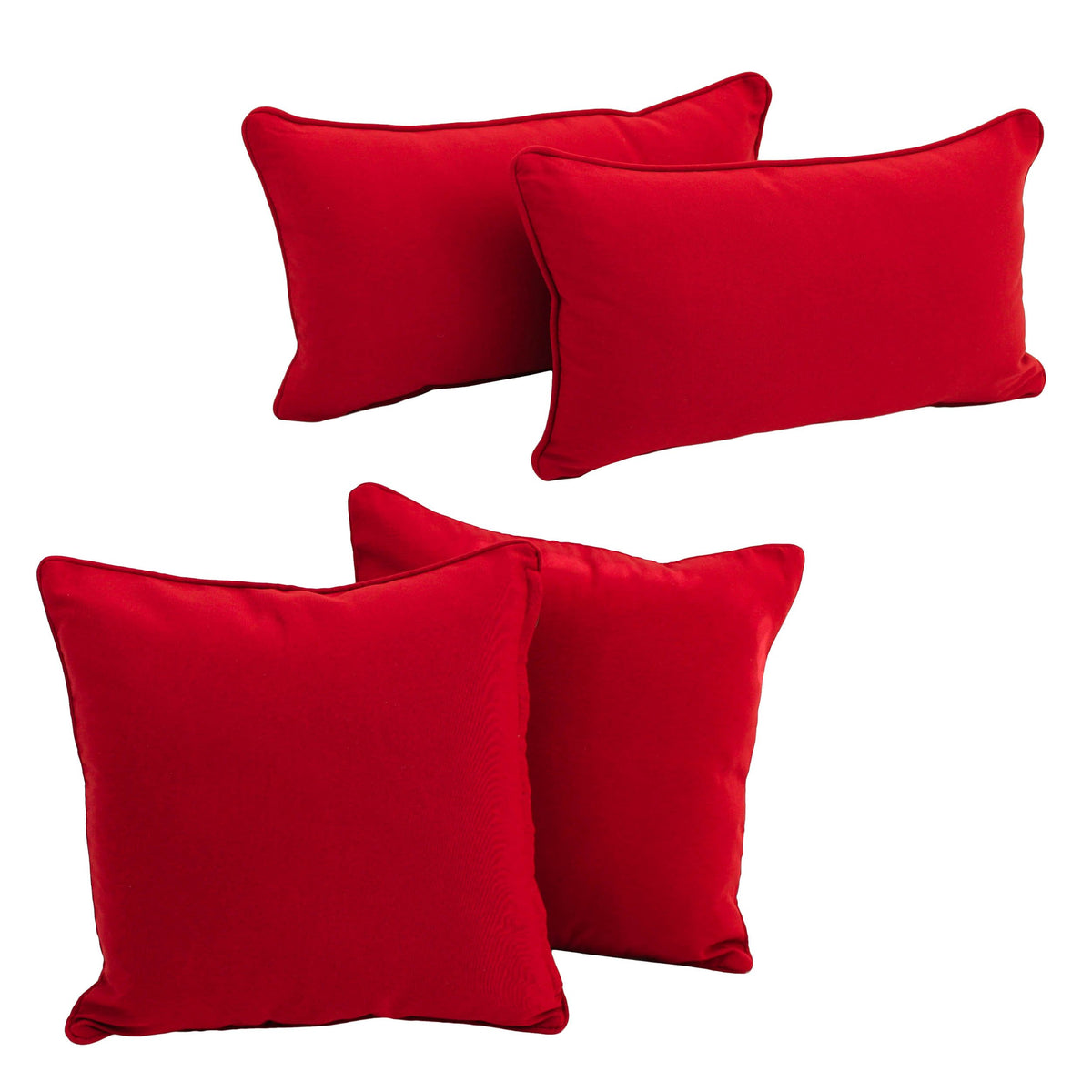 Blazing Needles Corded Twill Throw Pillow Set, Red 4 Count