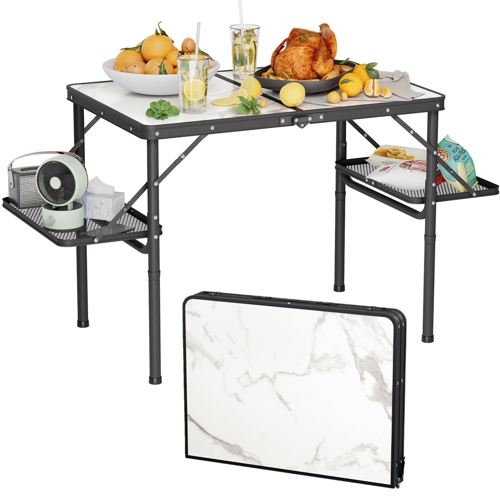 Titanker Folding Camping Table 3ft, Folding Picnic Table, Camp Tables Portable Foldable, 50% Extra Side Space, Outdoor Patio Tab
