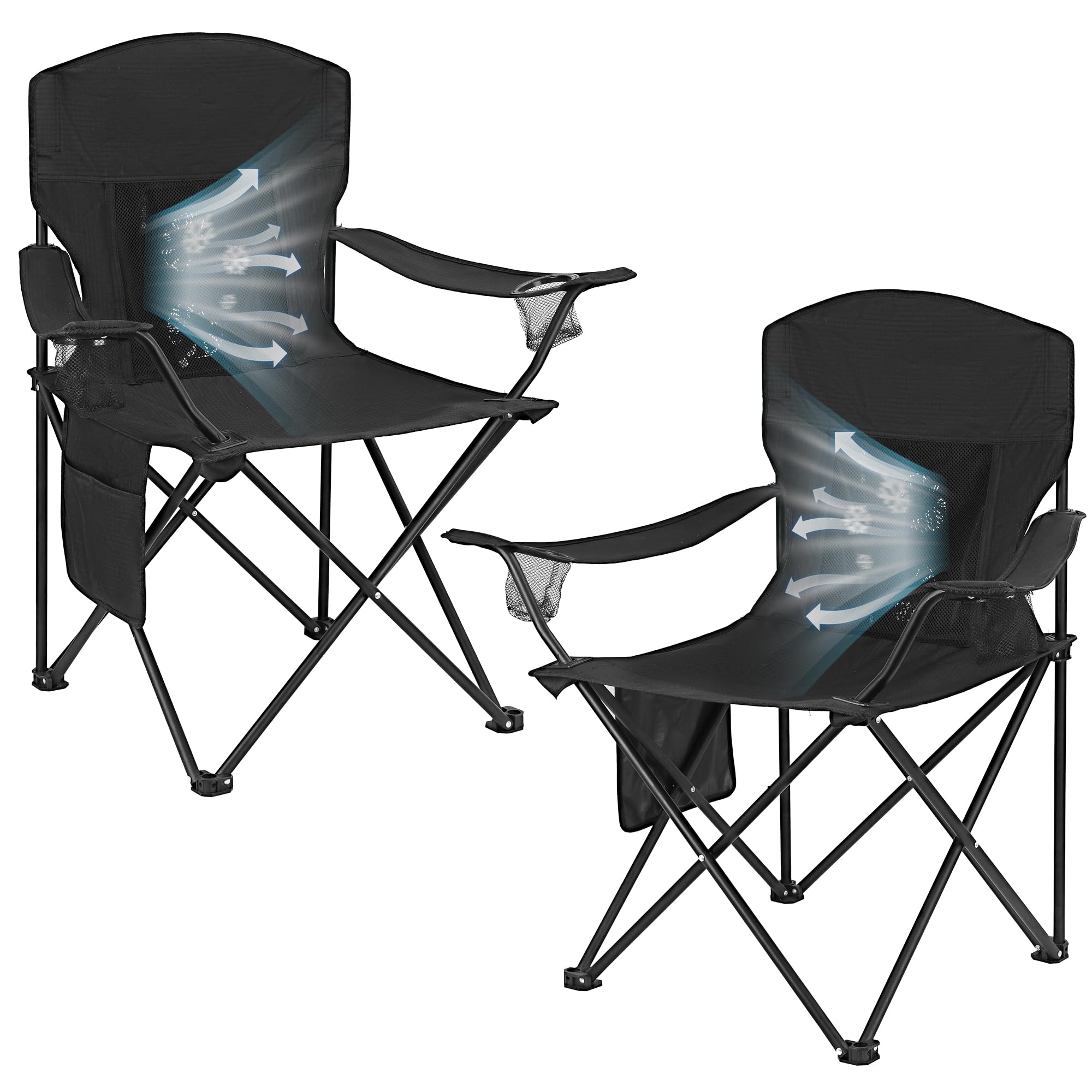 WEIDIORME 2 Pack Lightweight Camping Chairs, 300LBS Heavy-Duty Portable Folding Chairs with Carry Bag, Compact Design for Campin