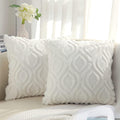 Decoruhome Christmas Decorative Throw Pillow Covers 20X20, Soft Plush Faux Wool Couch Pillow Covers For Home, Set Of 2, Cream Be