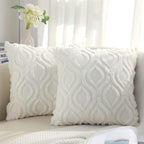 Decoruhome Christmas Decorative Throw Pillow Covers 20X20, Soft Plush Faux Wool Couch Pillow Covers For Home, Set Of 2, Cream Be