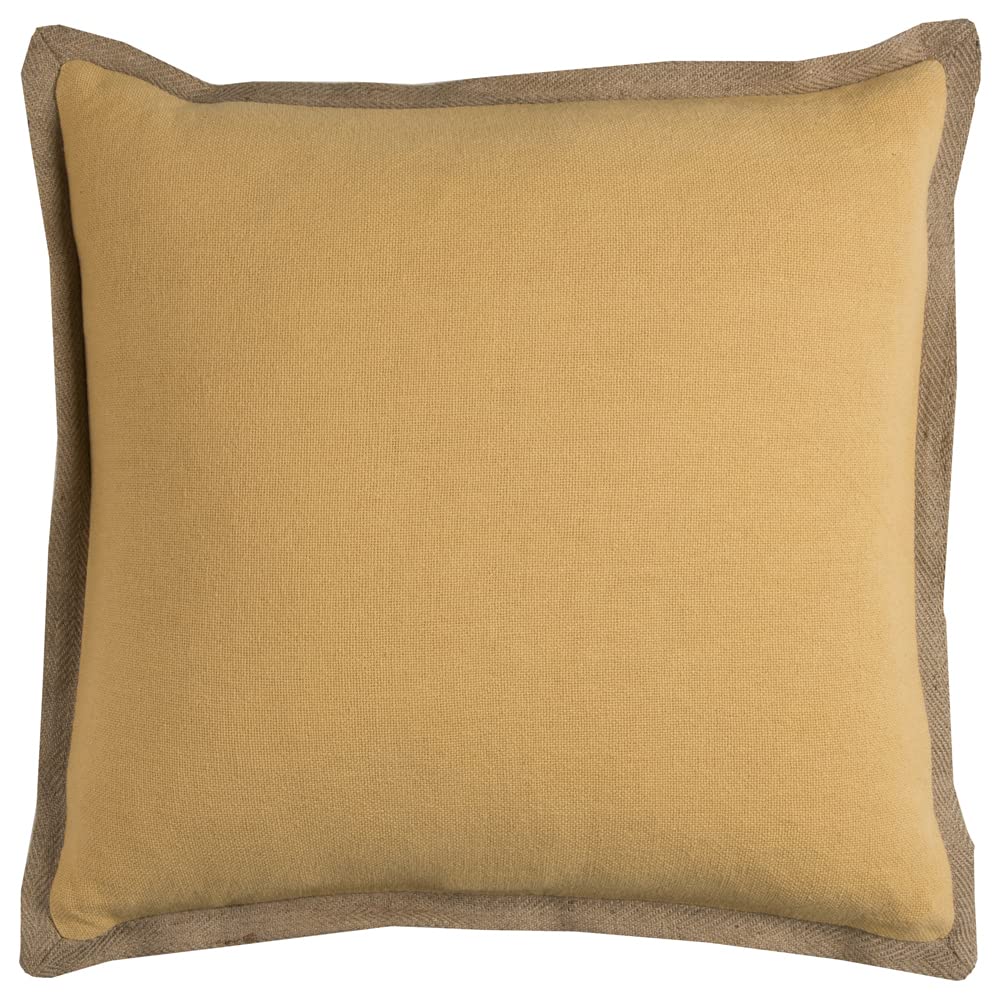 Rizzy Home 20&quot; x 20&quot; Down Filled Pillow with Cotton Cover in Yellow