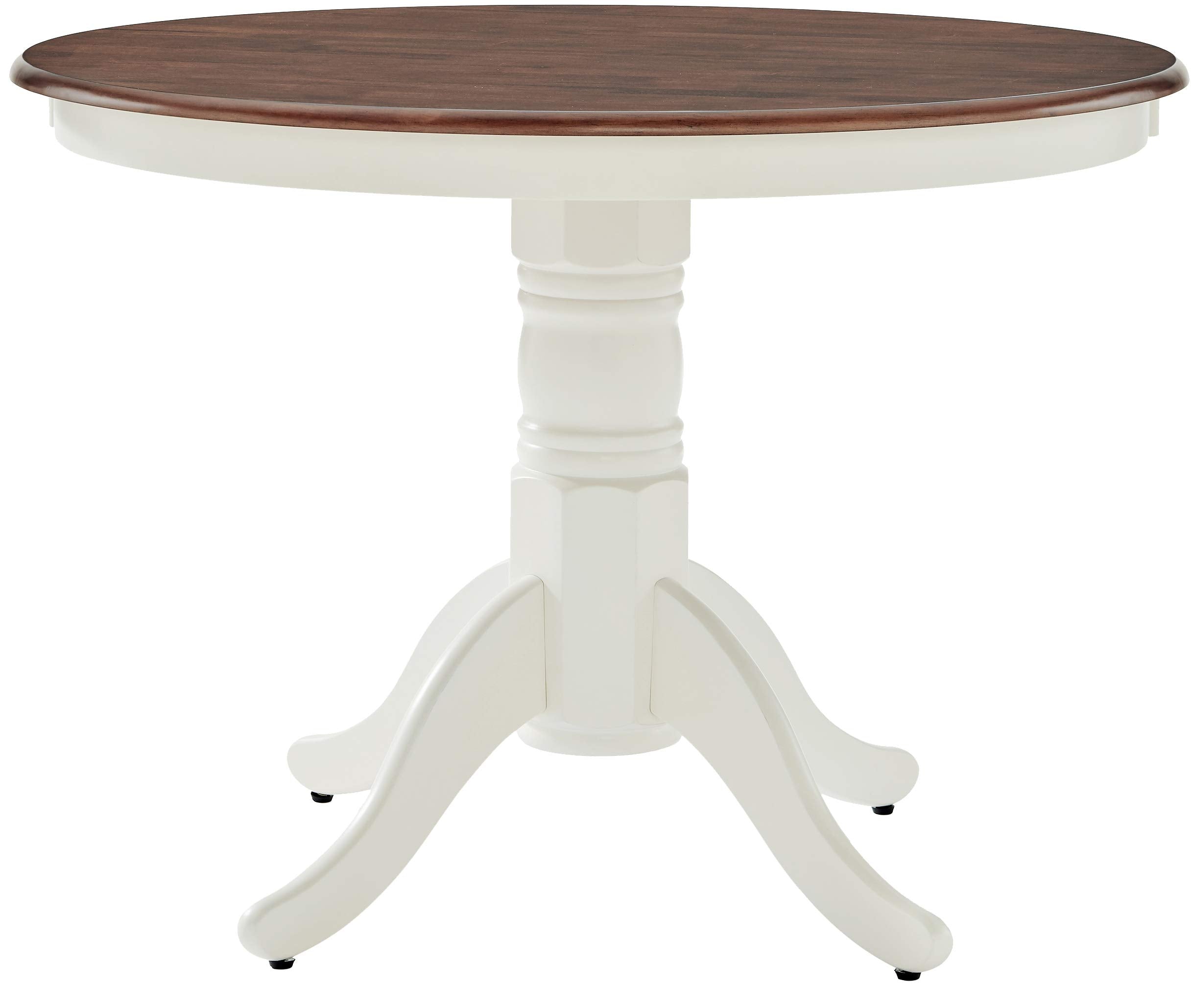 Crosley Furniture Shelby Traditional Round Wood Dining Room Table, Distressed White