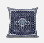 HomeRoots Sea Green Red 20â€ Indigo Blue Holy Floral Zippered Suede Throw Pillow