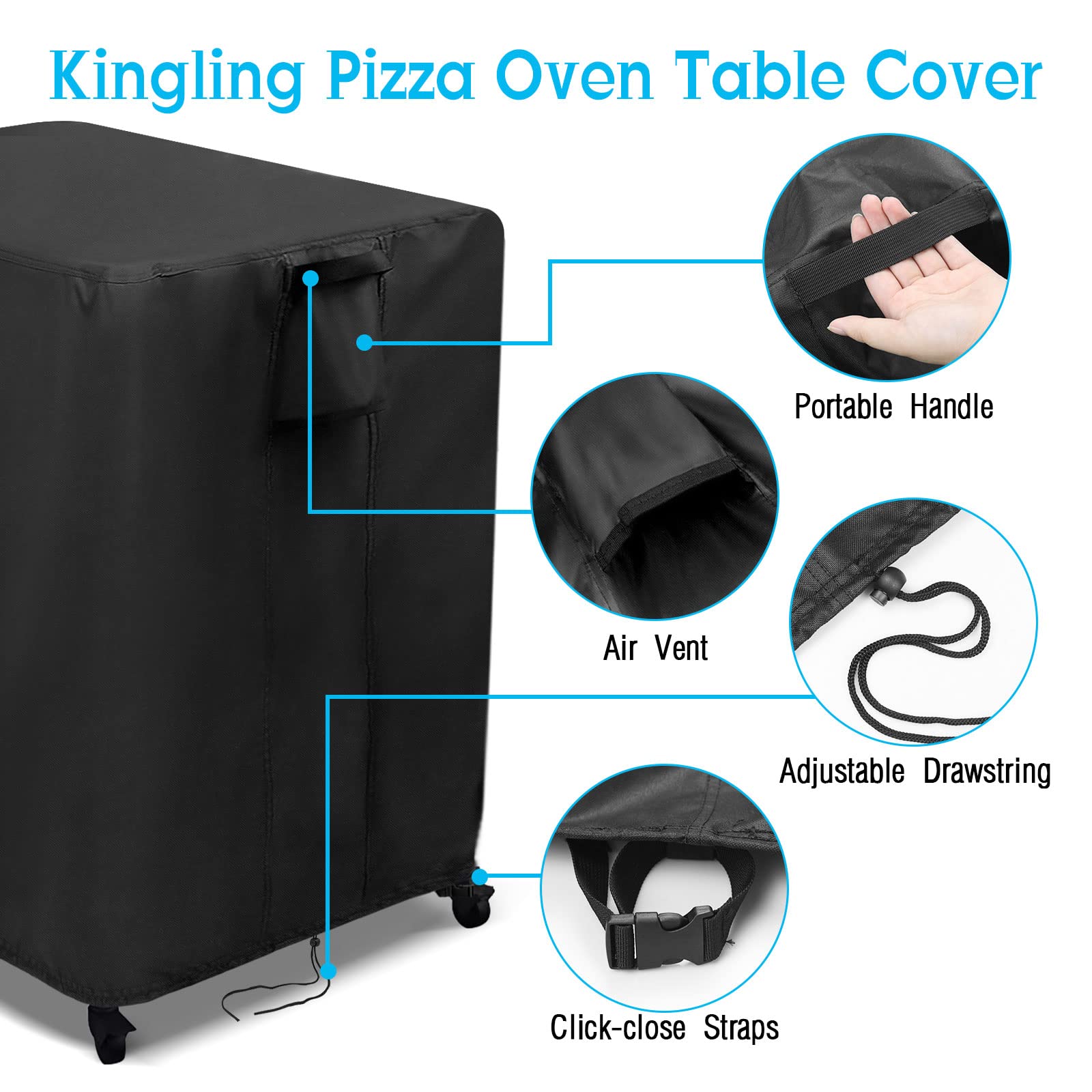 Kingling Outdoor Pizza Oven Table Cover For Ooni Large Table, Waterproof Outdoor Grill Prep Table Cover Pizza Oven Stand Cover - 36''L X 32''W X 31''H