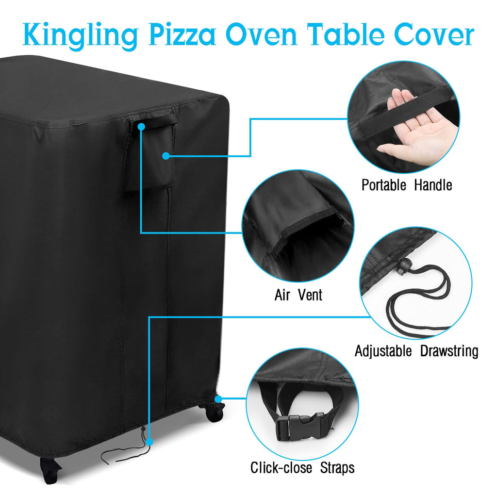 Kingling Outdoor Pizza Oven Table Cover For Ooni Large Table, Waterproof Outdoor Grill Prep Table Cover Pizza Oven Stand Cover - 32''L X 32''W X 35''H