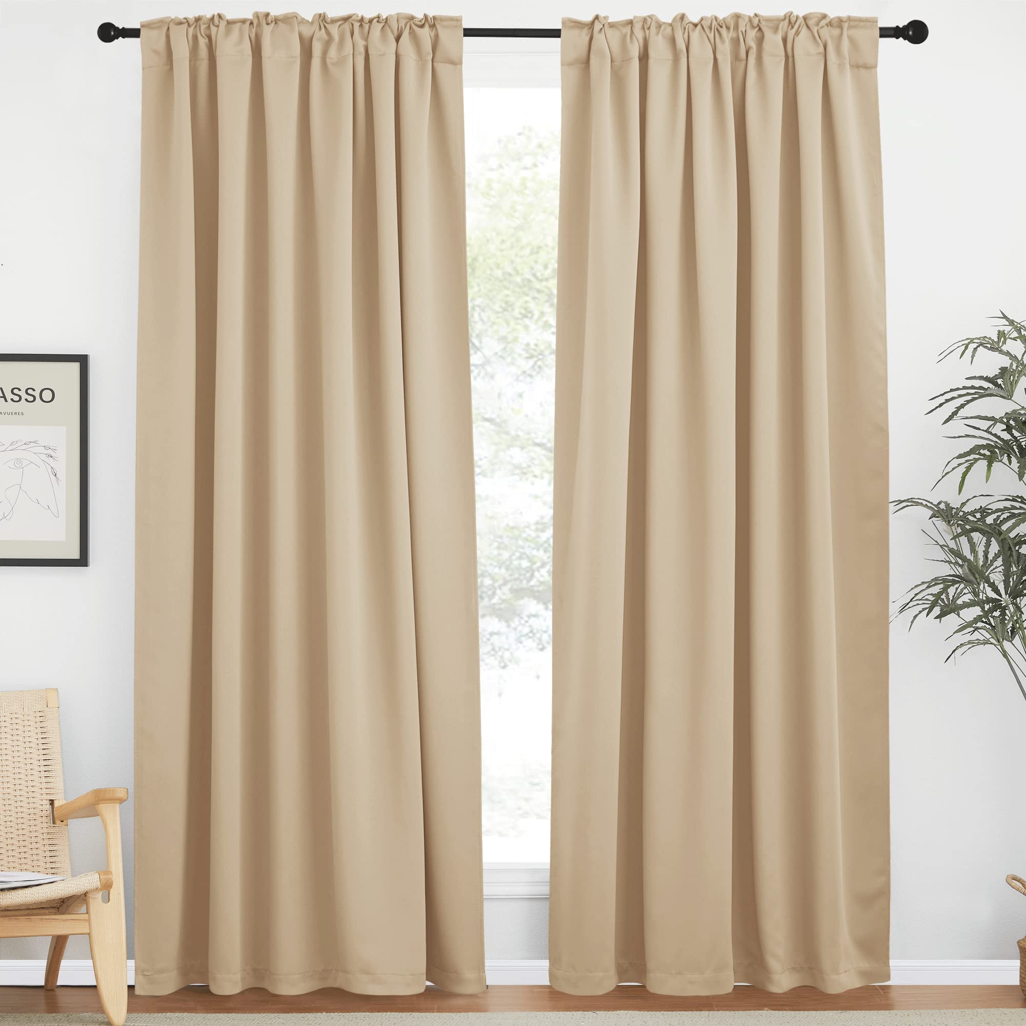 Nicetown Window Treatment Elegant Curtains - (Biscotti Beige Color) 62 Width X 84, 1 Pair, Curtains And Drapes For Bedroom