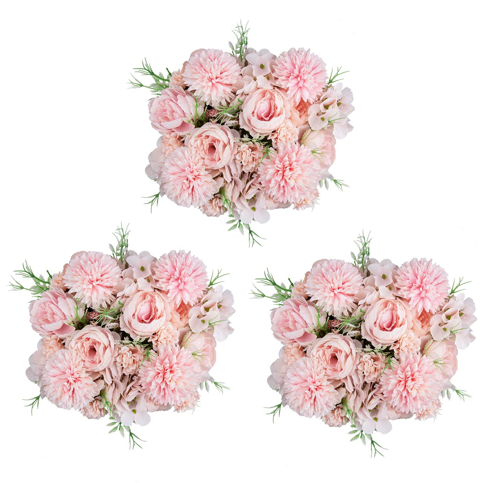 6 Pack Artificial Flowers, Fake Faux Peony Silk Hydrangea Plastic Carnations Daisy Realistic Flower Arrangements for Wedding Dec