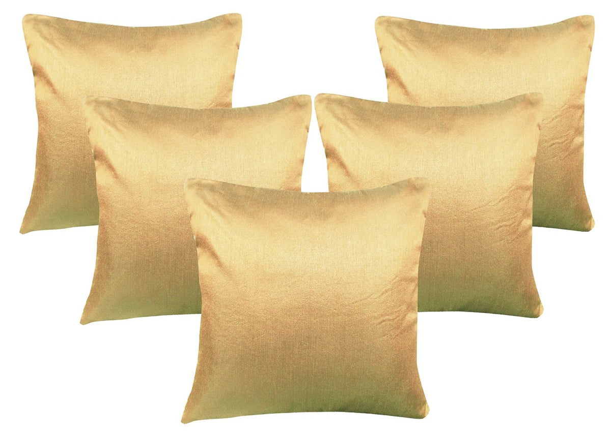 Jdx Dupion Cushion Covers Set Of 5 (16X16 Inches)