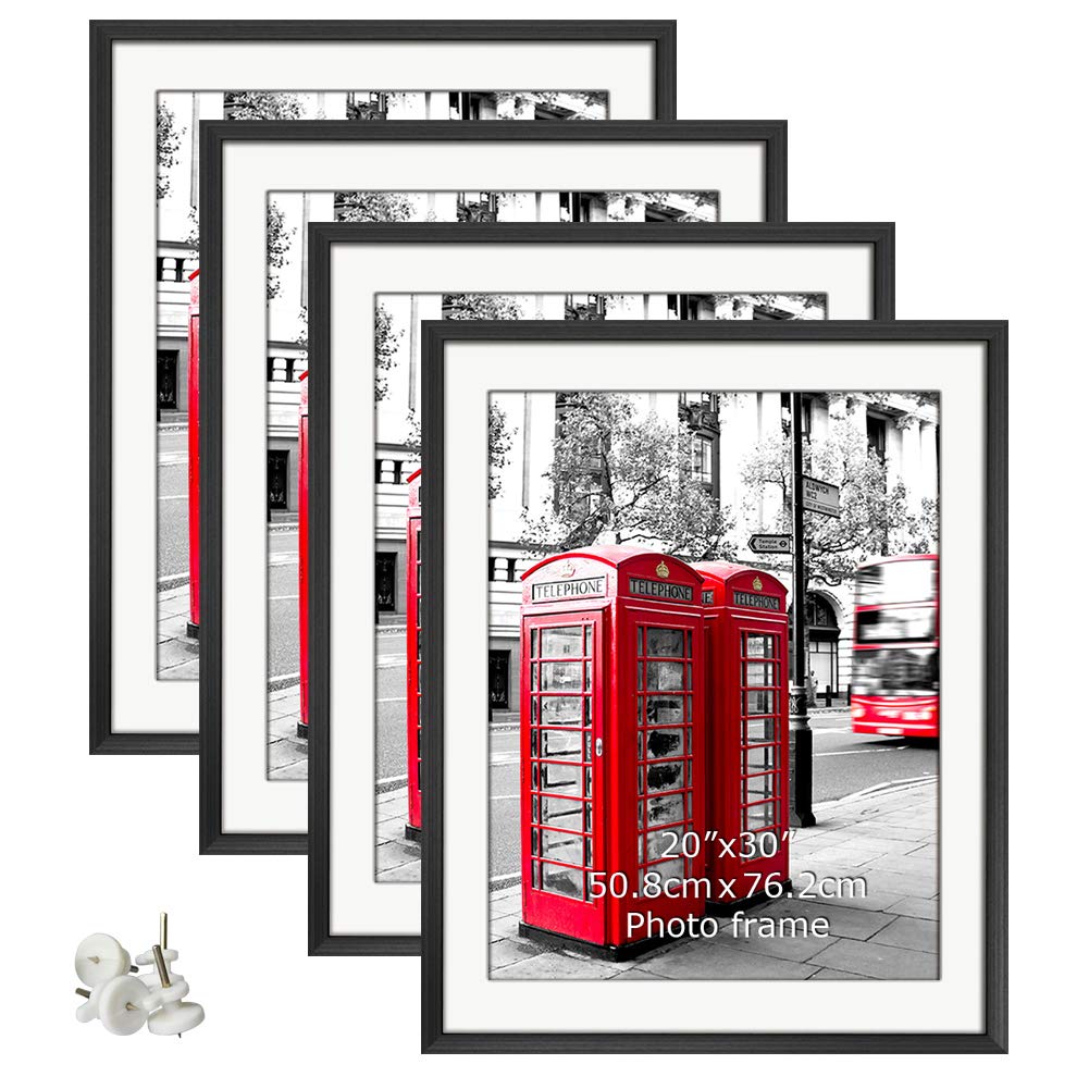 Giftgarden Black 24x36 Frames Matted to 20x30 Picture, Display 36x24 Inch Arts without Mat, 20 x 30 Inch Prints with Mat, Set of