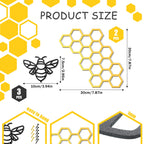 Peryiter 5 Pcs Metal Bee Wall Art Farmhouse Honey Bee Honey Comb Decor Wire Metal Bee Wall Metal Decor Bee Metal Wall Hanging Fo
