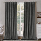 Bgment Grey Velvet Blackout Curtains For Living Room, 84 Inches Long Thermal Insulated Curtains Noise Reduce Back Tab And Rod Po