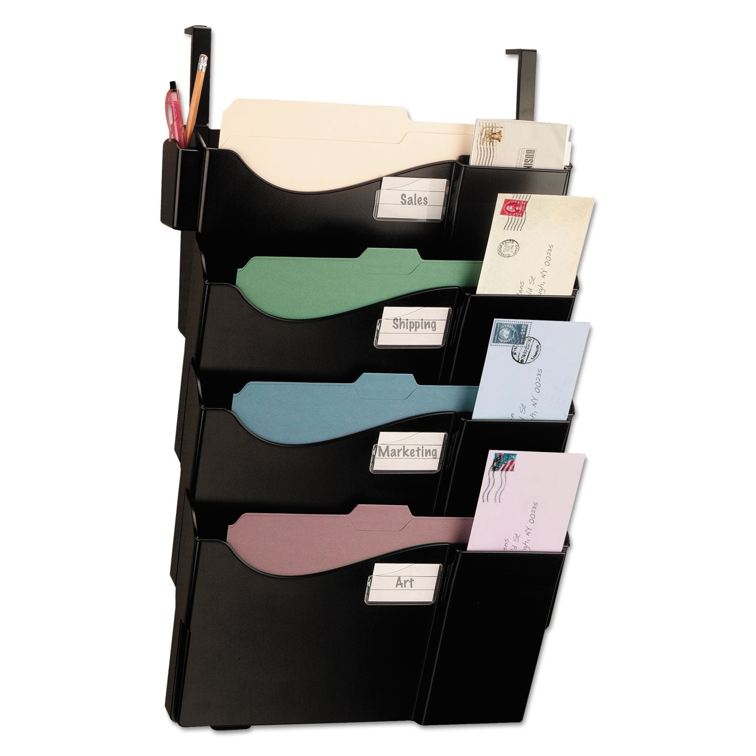 Officemate 21728 Grande Central Cubicle Filing System, Four Pockets, 16 5/8 X 5 X 27 1/2, Black