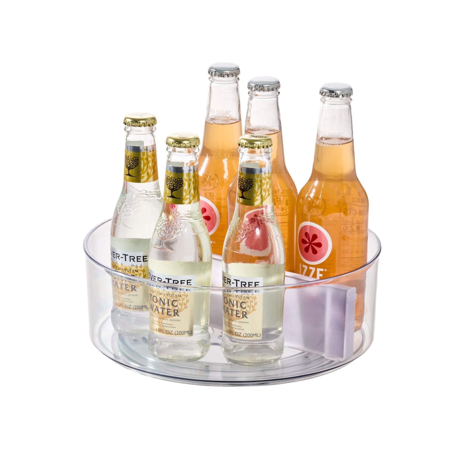 Rosanna Pansino x iDesign Recycled Plastic Divided Lazy Susan Turntable with Lid, Clear Bin/Lavender Sprinkles Divider, 10 D x 3