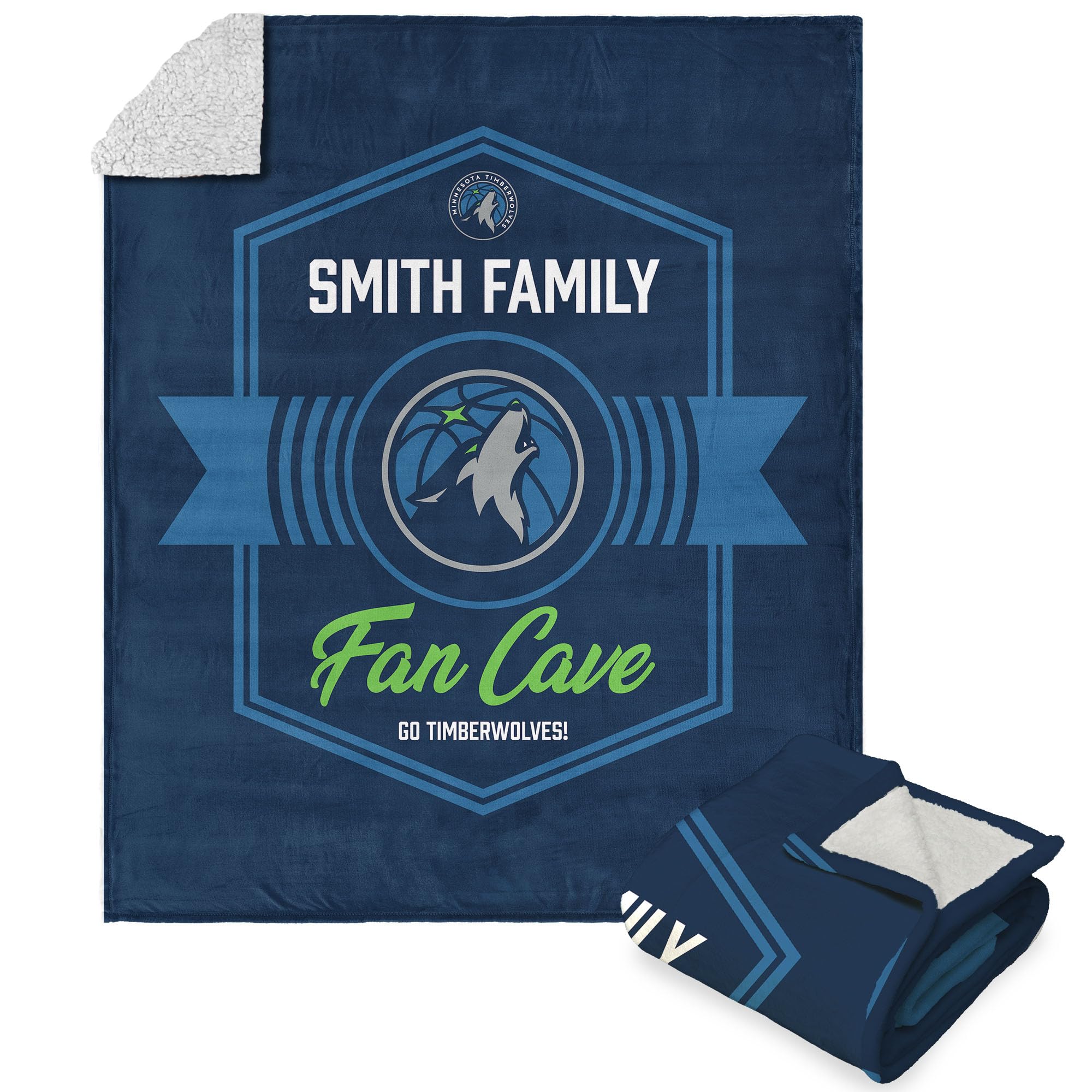 Nba Minnesota Timberwolves Dominion Personalized Silk Touch Sherpa Throw Blanket 50X60 Inches