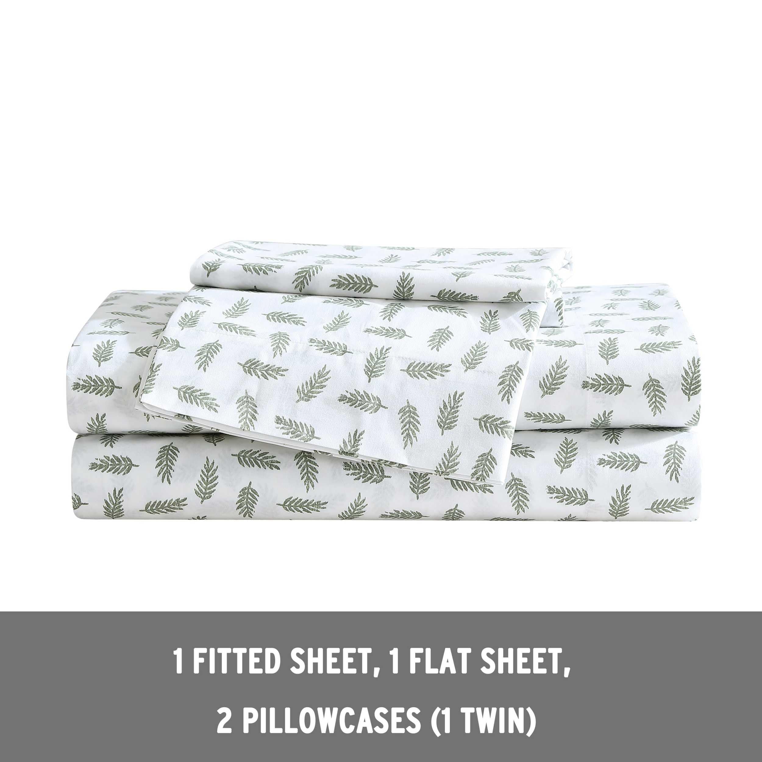 Eddie Bauer - King Sheets, Cotton Percale Bedding Set, Cool & Breathable Home Decor (Laurel Leaves, King)