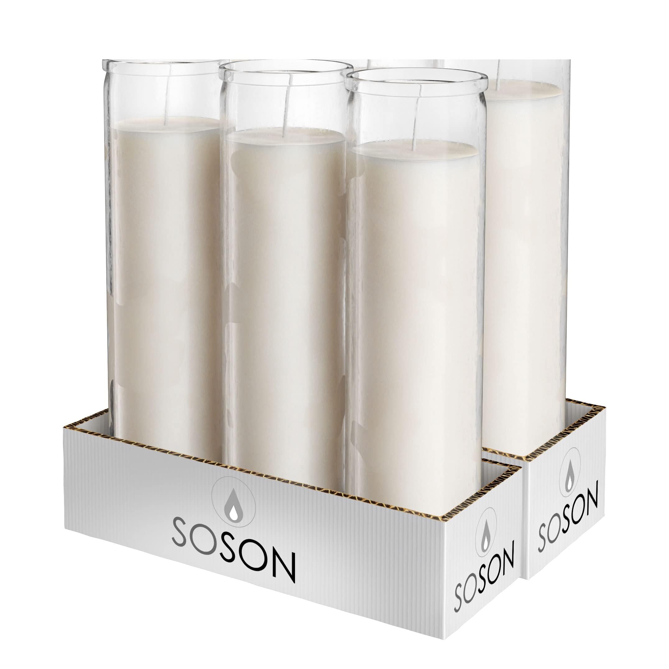 Simply Soson 2x8 inch White Devotional Candles in Glass Jar - 6 Pack - 90 Hours - Prayer Candle - Tall Pillar Candles for Religi