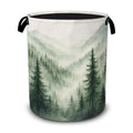 Mountains Laundry Basket,Misty Forest Large Collapsible Portable Round Laundry Hamper with Handles,Oxford Storage Bin for Clothe