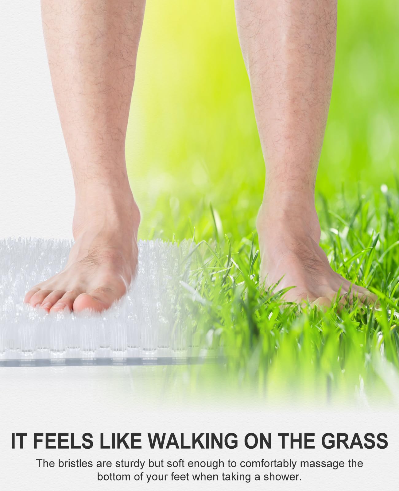 OTHWAY Non Slip Grassy Bathtub Mat Clear PVC 25.6x13.4 inches G-0707