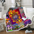 Trippy Mushroom Blanket Hippie Plant Throw Blankets For Couch Trippy Sherpa Fleece Blankets Soft Cotton Fuzzy Blanket Wool Plush