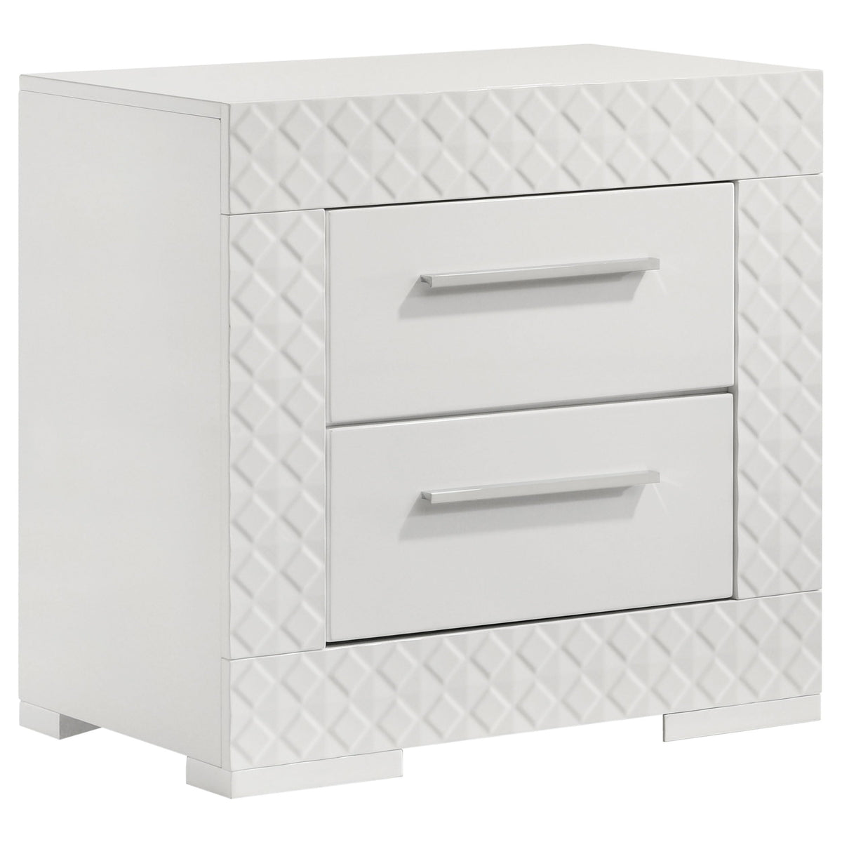 Coaster Home Furnishings Ives Contemporary Wood 2-Drawer Bedroom Nightstand Bedside Table Organizer Unit White High Gloss 224942