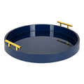 Kate and Laurel Lipton Modern Round Tray, 15.5 Diameter, Navy Blue and Gold, Decorative Accent Tray for Storage and Display