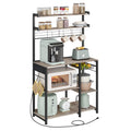 VASAGLE Bakers Rack with Power Outlet, 35.4 Inches Microwave Stand, Coffee Bar, 4 AC Outlets, with Adjustable Shelves, 8 S-Hooks