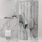 Gibelle Small Stall Shower Curtain 36 x 72, Narrow Half Abstract Grey Marble Shower Curtain, Modern Ink Art Waterproof Fabric Sh
