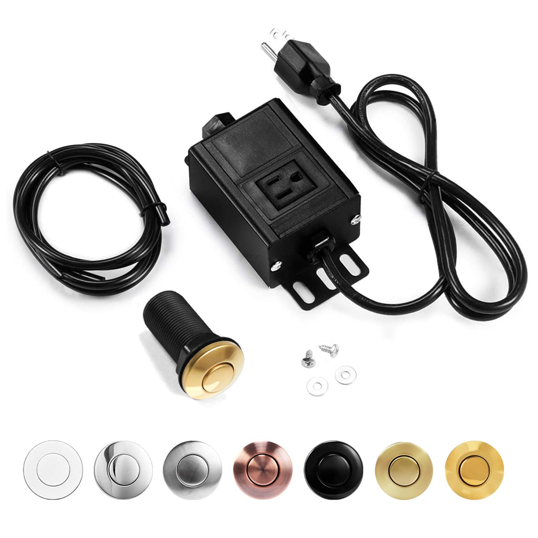 CLEESINK Garbage Disposal Air Switch Kit, Sink Top Waste Disposer On/Off Switch with Aluminum Alloy Power Module, LONG Polished 