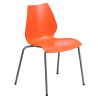 Flash Furniture HERCULES Series 770 lb. Capacity Orange Stack Chair with Lumbar Support and Silver Frame