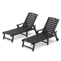 Lue Bona Outdoor Chaise Lounge Chairs Set Of 2, 79'' Oversized Hdps Chaise Lounger, 5 Positions Adjustable Lounge Chairs, Pool Lounge Chair With Wheels For Poolside, Backyard, 3 Year Warranty, Black
