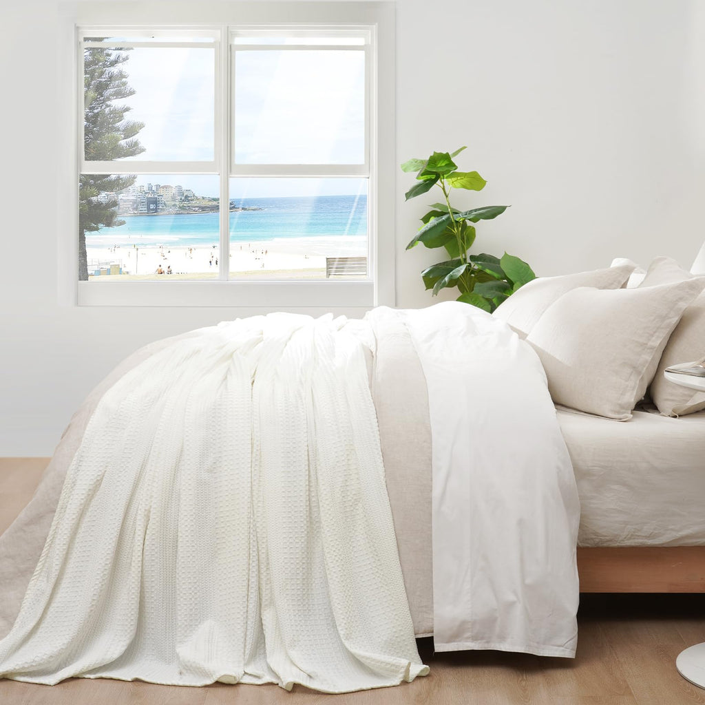Phf Ultra Soft Waffle Weave Blanket King Size For Bed, Lightweight And Breathable Thin Blanket For Summer - 104''X 90'' Soft Wov