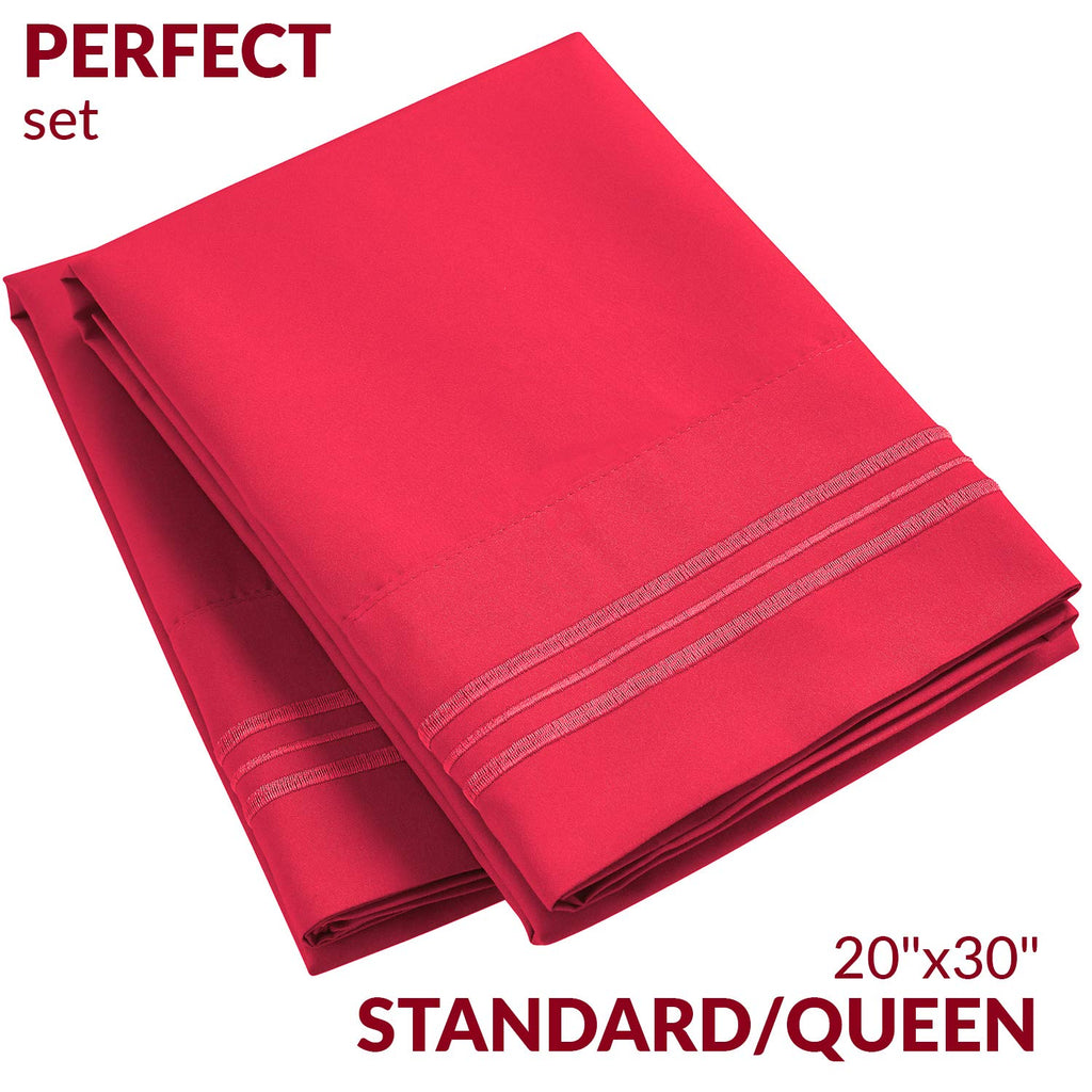 Mellanni Pillow Cases Standard Size Set Of 2 - Pillow Covers - Hotel Luxury Bedding Sheets & Pillowcases - Wrinkle, Fade, Stain Resistant (Set Of 2 Standard/Queen Size 20' X 30', Hot Pink)