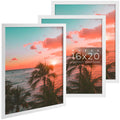 AUEAR, 16x20 Picture Frames Set of 3, with Mat for 11x14 or 16x20 without Mat, Engineered Wood Photo Frames with Plexiglass, Wal